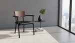 Chaise en bois de frêne et similicuir noir – Image 2