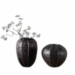 Paire de Vases Texturés Brun Cuivré