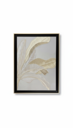 Feuillage Tropical Doré et Gris (80 x 60 cm)