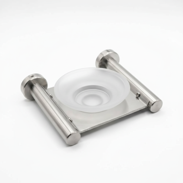 PORTE SAVON INOX - COUPELLE EN VERRE DEPOLI