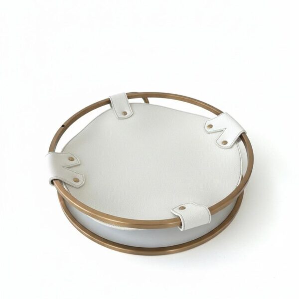 Lyra Arc Doré (Vide poches métal et cuir blanc)